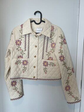 NWT CHRISTIAN LACROIX QUILTED EMBROIDERED CROPPED JACKET SIZE 6